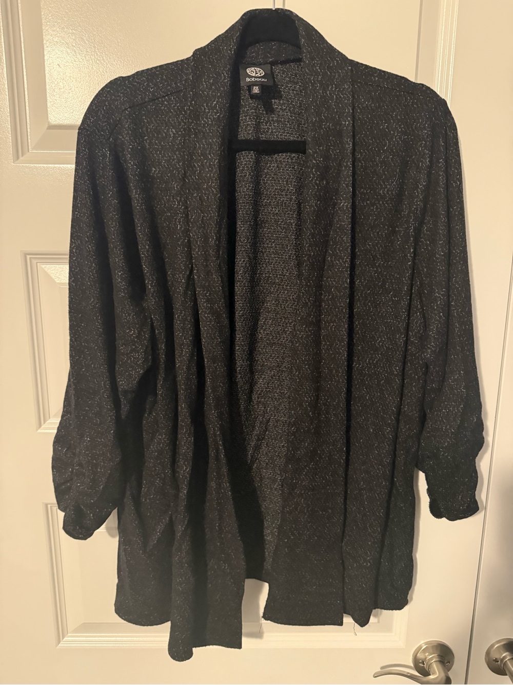bobeau Black Open-Front Knit Blazer Cardigan